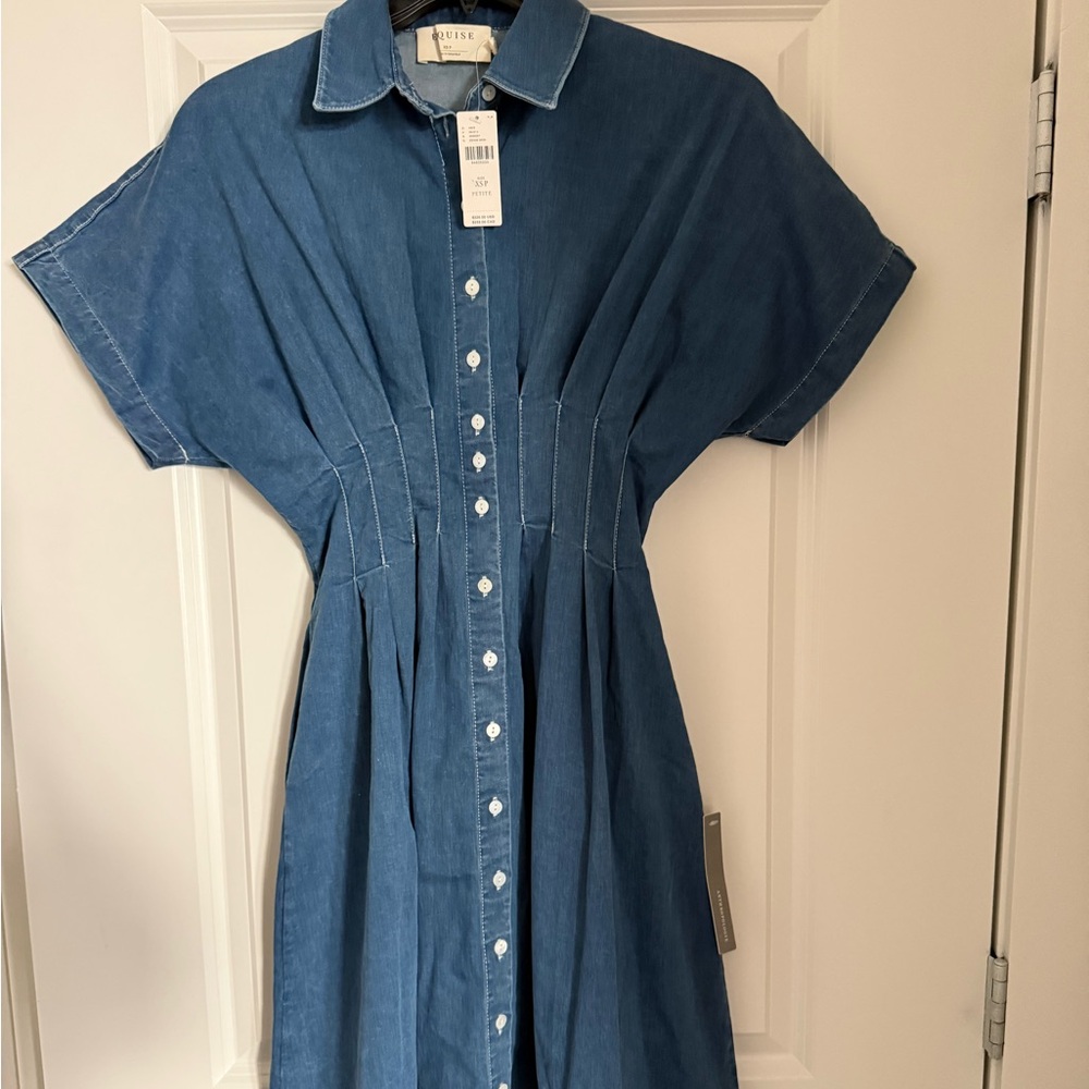 Anthropologie Exquise Blue Denim Dress Petite XS